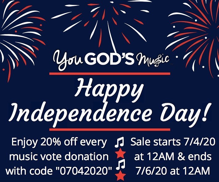 You God's Music would like to wish everyone a Happy Fourth of July and may you be overfilled with blessings!