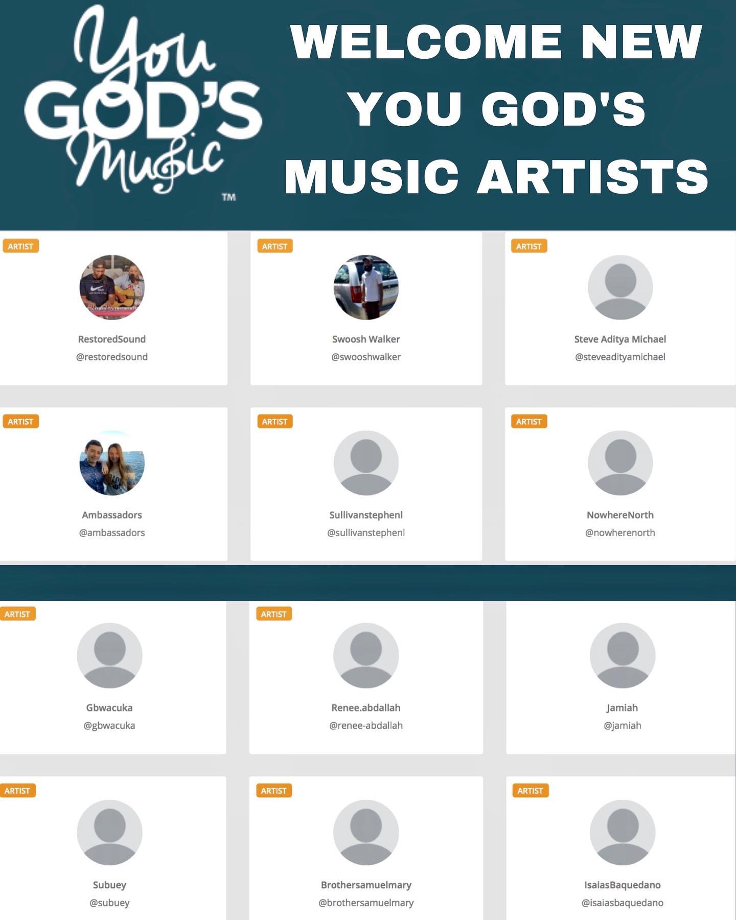 You God's Music would like to welcome some new artists into our community!